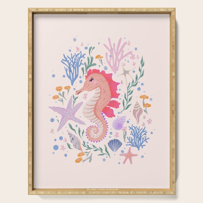 Charming Seahorse and Coral Reef Serving Tray Gallery Image 1