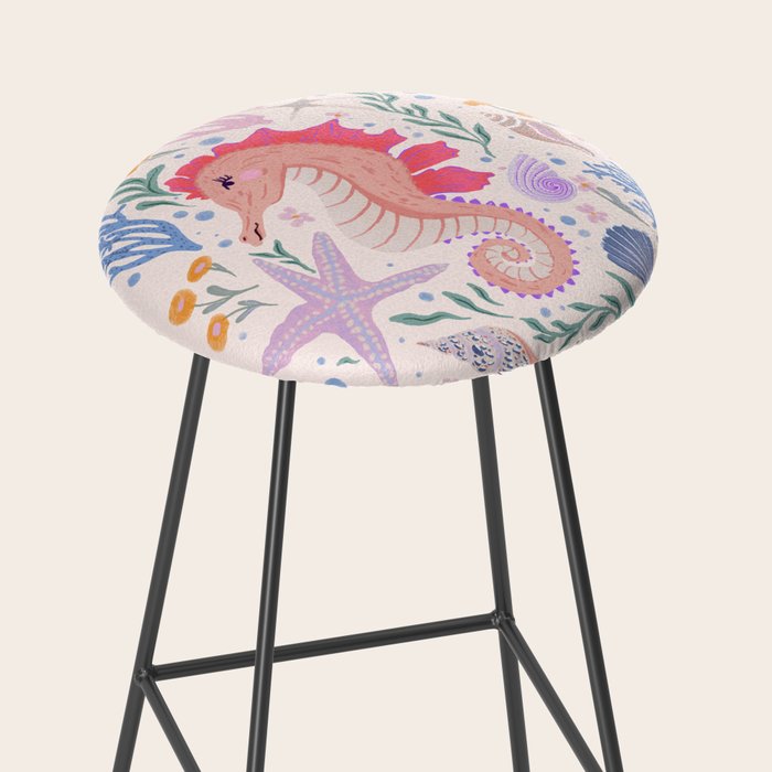 Charming Seahorse and Coral Reef Stool Gallery Image 2