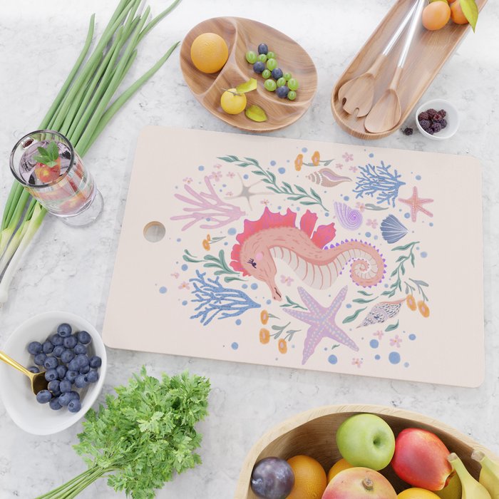Charming Seahorse and Coral Reef Cutting Board Gallery Image 2