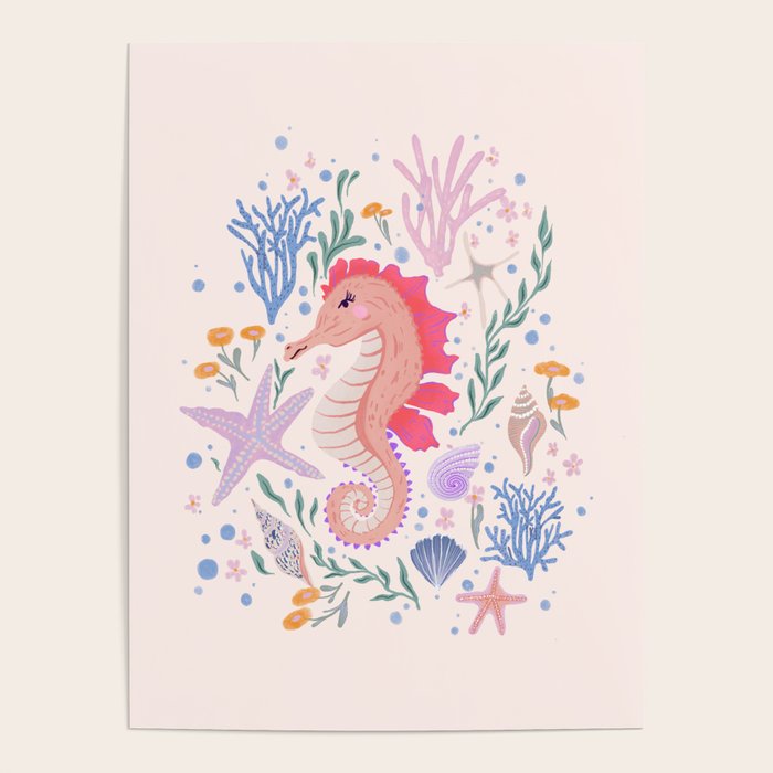 Charming Seahorse and Coral Reef Poster Gallery Image 4
