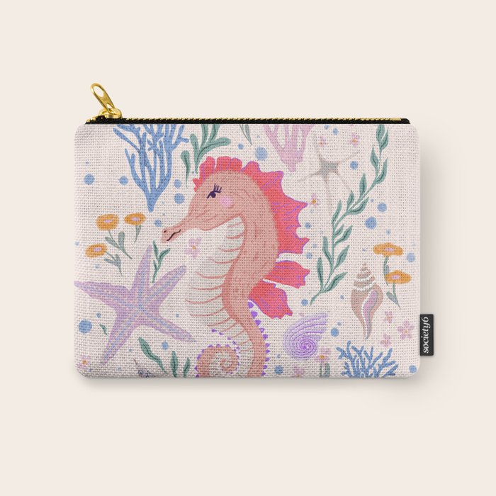 Charming Seahorse and Coral Reef Carry All Pouch Gallery Image 1