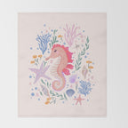 Charming Seahorse and Coral Reef Throw Blanket Gallery Image 2