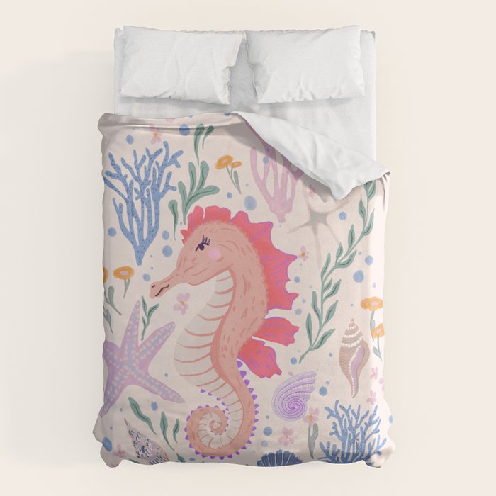Charming Seahorse and Coral Reef Duvet Cover Gallery Image 6
