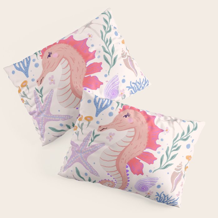 Charming Seahorse and Coral Reef Pillow Sham Gallery Image 3