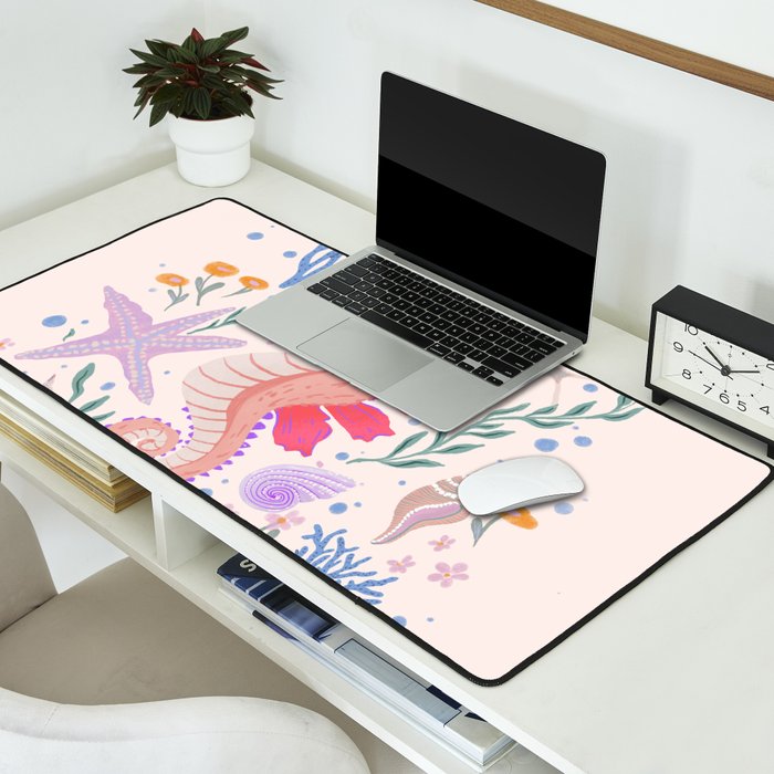 Charming Seahorse and Coral Reef Desk Mat Gallery Image 2