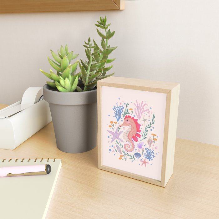 Charming Seahorse and Coral Reef Mini Art Print Gallery Image 2