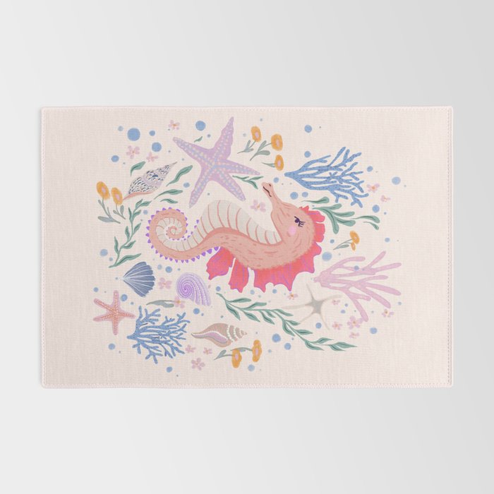 Charming Seahorse and Coral Reef Rug Gallery Image 2