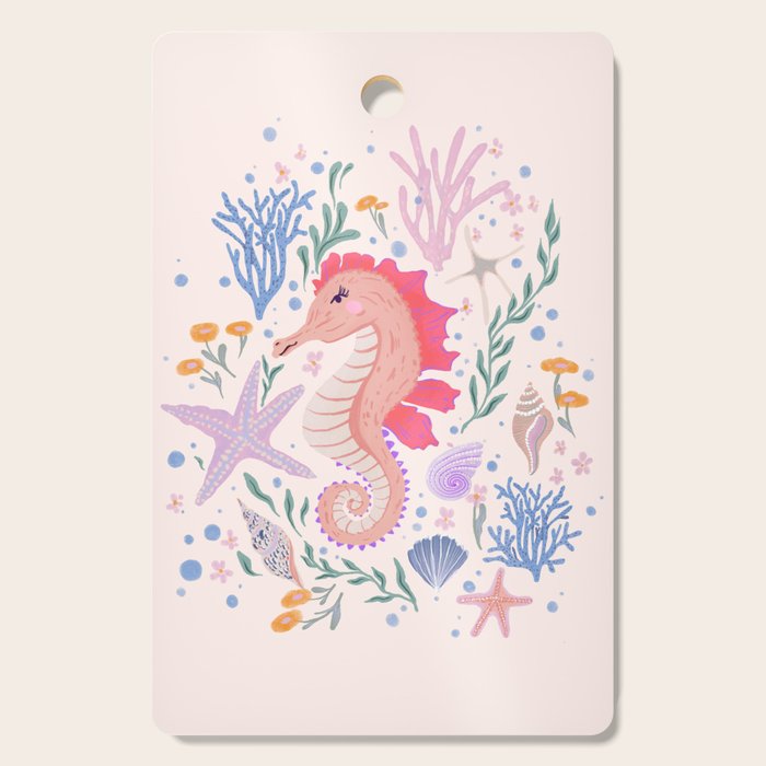 Charming Seahorse and Coral Reef Cutting Board Gallery Image 1