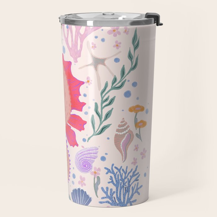 Charming Seahorse and Coral Reef Travel Mug Gallery Image 2
