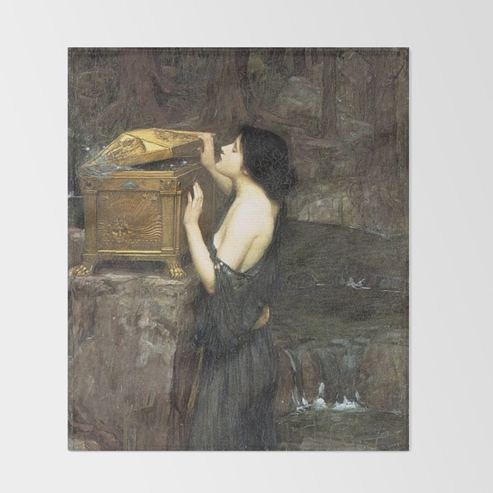 Pandora by John William Waterhouse Throw Blanket Gallery Image 2