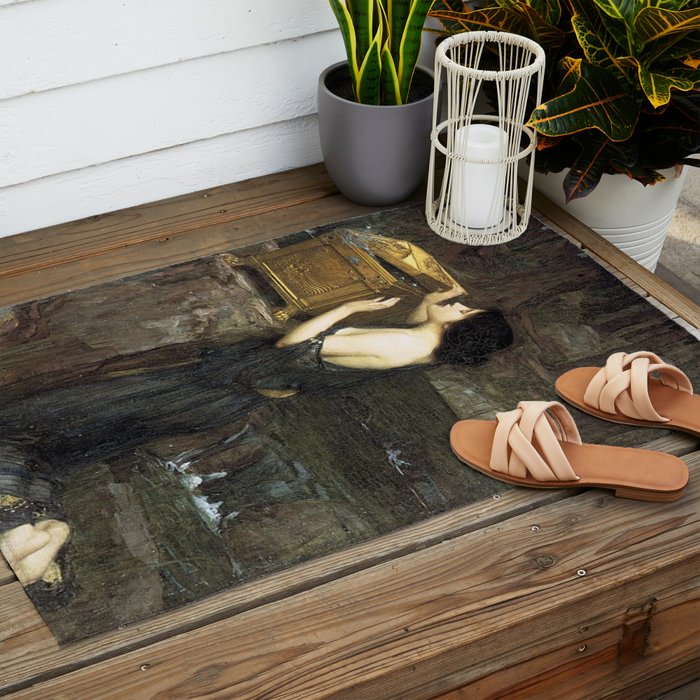 Pandora by John William Waterhouse Outdoor Rug Gallery Image 2