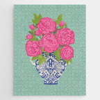 Pink Peonies in Ginger Jar Vase Jigsaw Puzzle Gallery Image 1