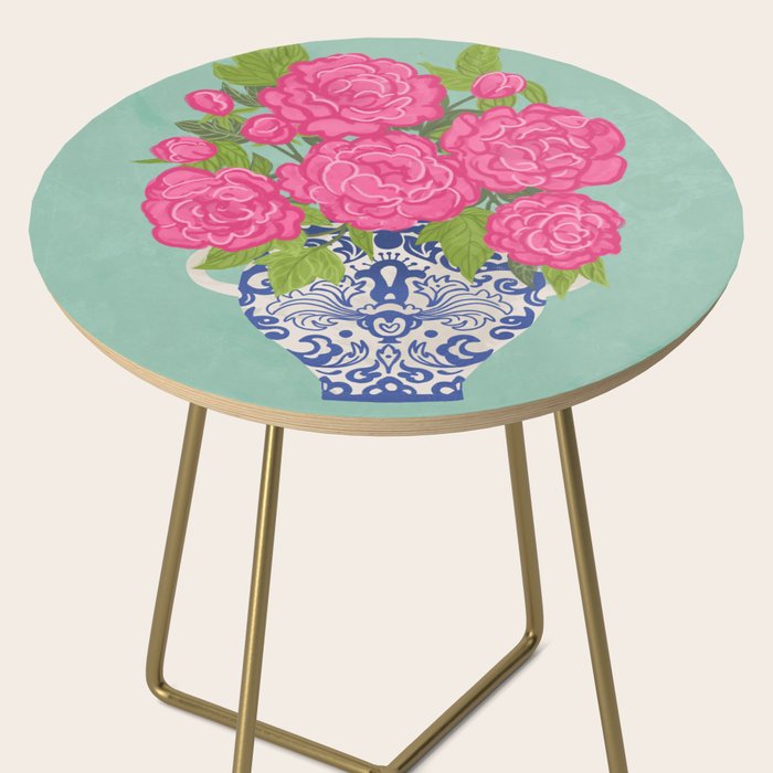 Pink Peonies in Ginger Jar Vase Side Table Gallery Image 2