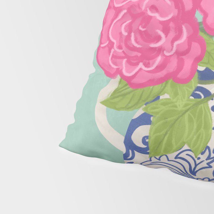 Pink Peonies in Ginger Jar Vase Pillow Sham Gallery Image 4