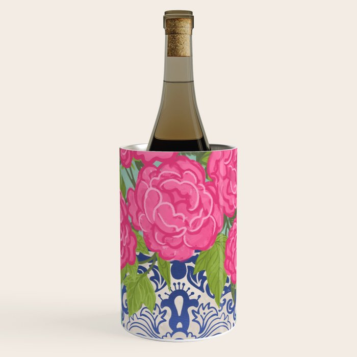 Pink Peonies in Ginger Jar Vase Wine Chiller Gallery Image 1