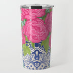 Pink Peonies in Ginger Jar Vase Travel Mug Gallery Image 1