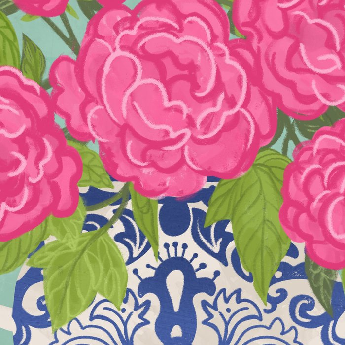 Pink Peonies in Ginger Jar Vase Coffee Mug Gallery Image 2