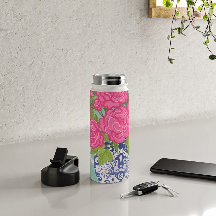Pink Peonies in Ginger Jar Vase Water Bottle Gallery Image 4