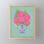 Pink Peonies in Ginger Jar Vase Mini Art Print Gallery Image 1