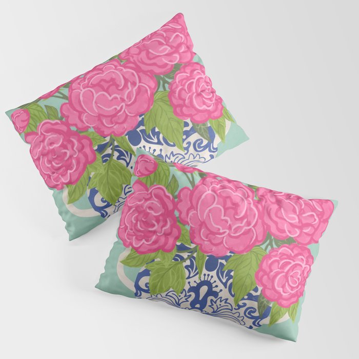Pink Peonies in Ginger Jar Vase Pillow Sham Gallery Image 3