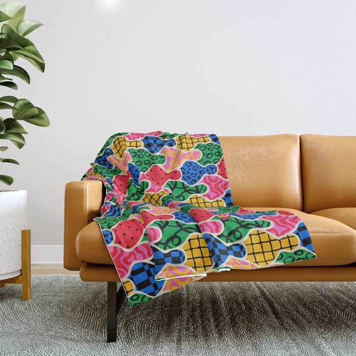 Colorful diverse people crowd art pattern Throw Blanket Gallery Image 1
