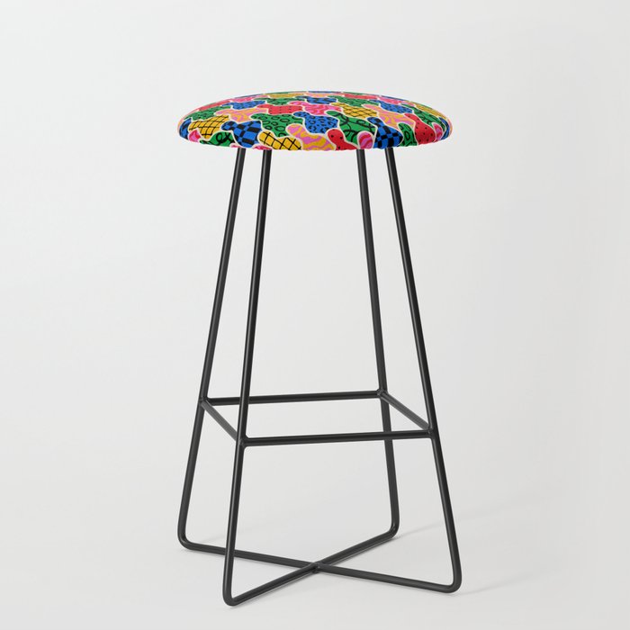 Colorful diverse people crowd art pattern Stool Gallery Image 1