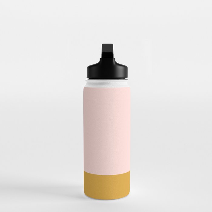 Pale Pink and Honey Mustard Minimalist Color Block Solid Water Bottle Gallery Image 3