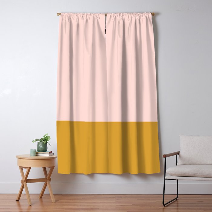Pale Pink and Honey Mustard Minimalist Color Block Solid Window Curtain Gallery Image 5