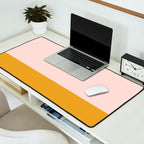 Pale Pink and Honey Mustard Minimalist Color Block Solid Desk Mat Gallery Image 2