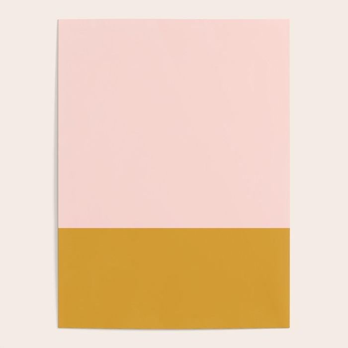 Pale Pink and Honey Mustard Minimalist Color Block Solid Poster Gallery Image 1