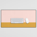 Pale Pink and Honey Mustard Minimalist Color Block Solid Desk Mat Gallery Image 1