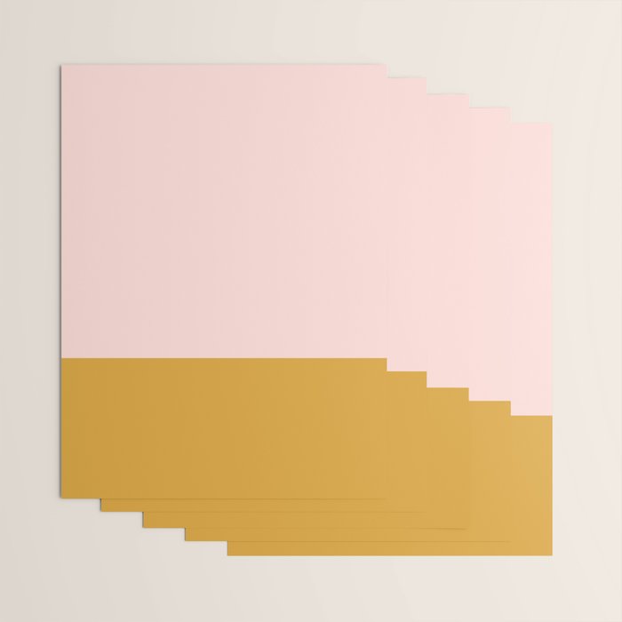 Pale Pink and Honey Mustard Minimalist Color Block Solid Wrapping Paper Gallery Image 3
