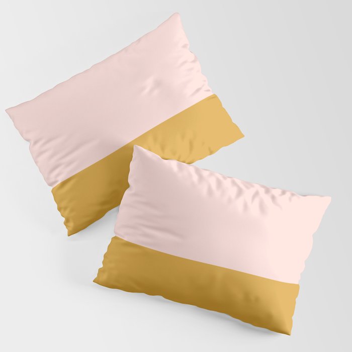 Pale Pink and Honey Mustard Minimalist Color Block Solid Pillow Sham Gallery Image 1