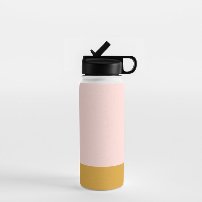Pale Pink and Honey Mustard Minimalist Color Block Solid Water Bottle Gallery Image 1