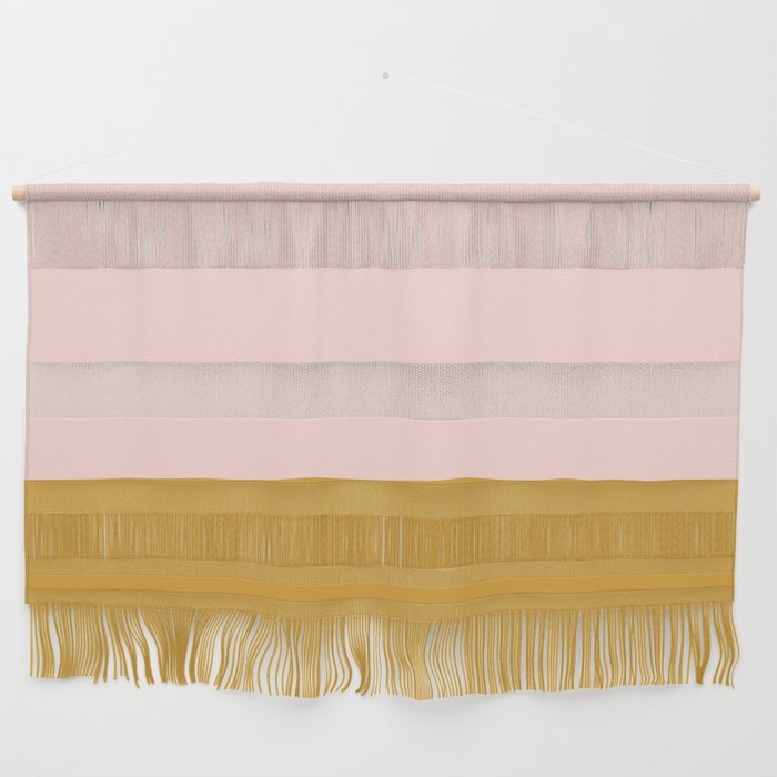 Pale Pink and Honey Mustard Minimalist Color Block Solid Wall Hanging Gallery Image 1
