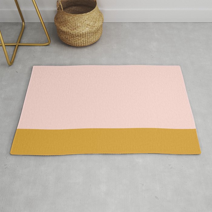 Pale Pink and Honey Mustard Minimalist Color Block Solid Rug Gallery Image 1