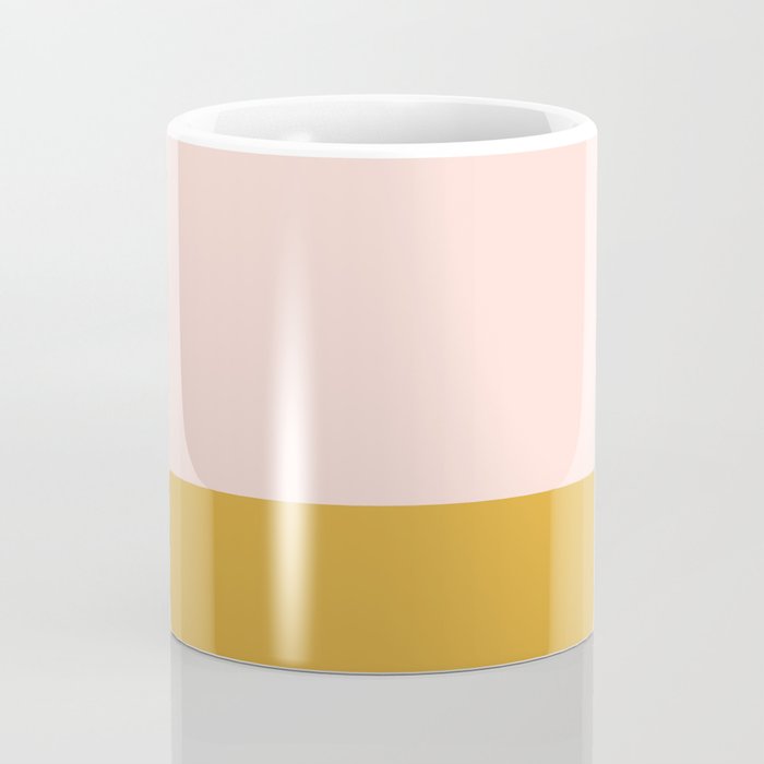 Pale Pink and Honey Mustard Minimalist Color Block Solid Coffee Mug Gallery Image 4