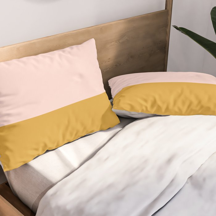 Pale Pink and Honey Mustard Minimalist Color Block Solid Pillow Sham Gallery Image 2
