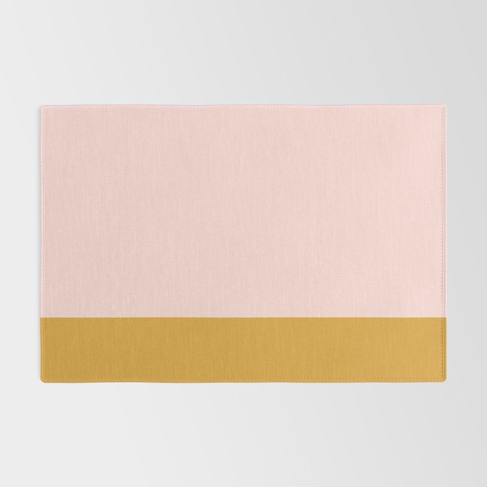 Pale Pink and Honey Mustard Minimalist Color Block Solid Rug Gallery Image 2