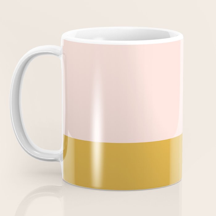 Pale Pink and Honey Mustard Minimalist Color Block Solid Coffee Mug Gallery Image 3