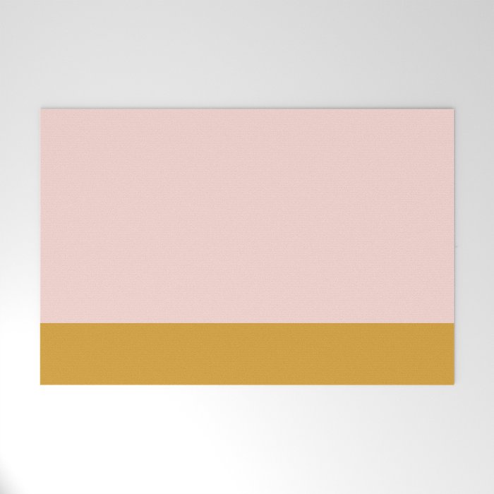 Pale Pink and Honey Mustard Minimalist Color Block Solid Welcome Mat Gallery Image 1