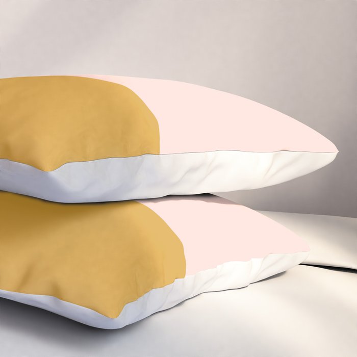 Pale Pink and Honey Mustard Minimalist Color Block Solid Pillow Sham Gallery Image 3
