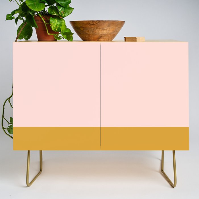 Pale Pink and Honey Mustard Minimalist Color Block Solid Credenza Gallery Image 1