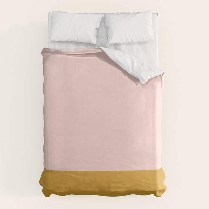 Pale Pink and Honey Mustard Minimalist Color Block Solid Duvet Cover Gallery Image 6