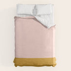 Pale Pink and Honey Mustard Minimalist Color Block Solid Duvet Cover Gallery Image 6