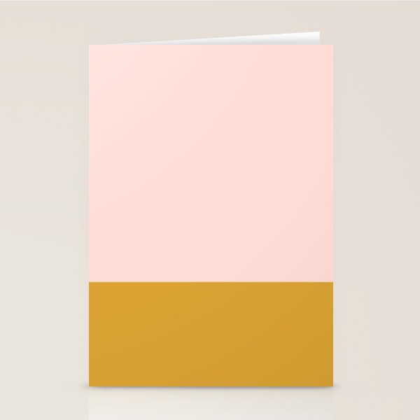 Pale Pink and Honey Mustard Minimalist Color Block Solid Stationery Card Gallery Image 2