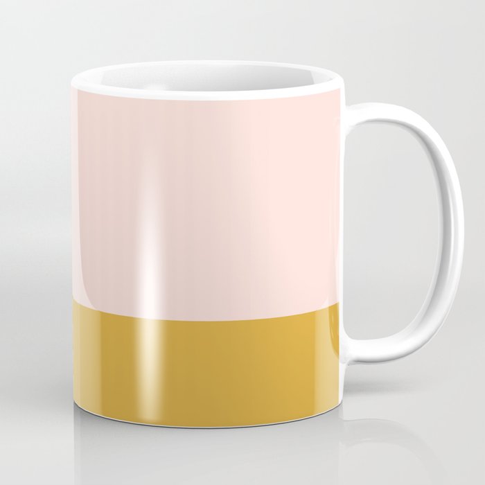 Pale Pink and Honey Mustard Minimalist Color Block Solid Coffee Mug Gallery Image 1
