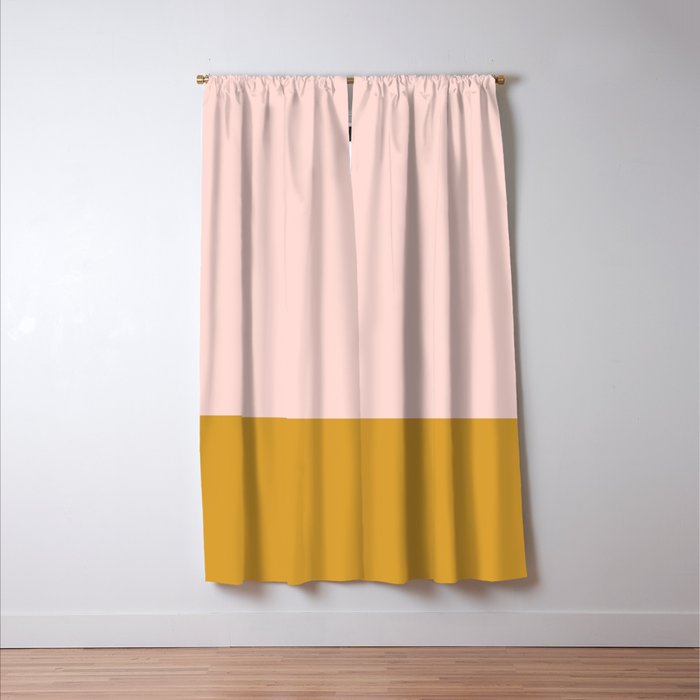 Pale Pink and Honey Mustard Minimalist Color Block Solid Window Curtain Gallery Image 3