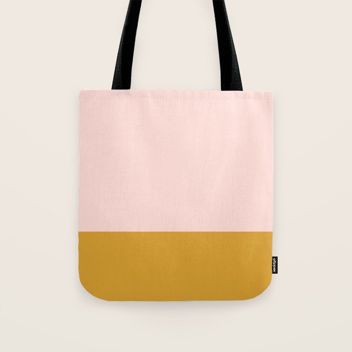 Pale Pink and Honey Mustard Minimalist Color Block Solid Tote Bag Gallery Image 1