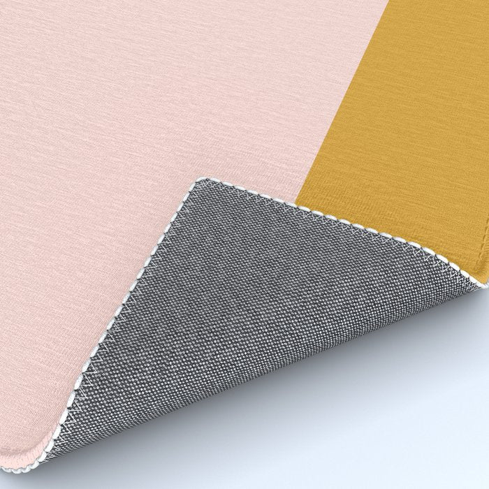 Pale Pink and Honey Mustard Minimalist Color Block Solid Rug Gallery Image 4